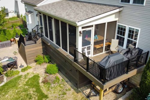 New house with sunroom and composite deck in Ohio