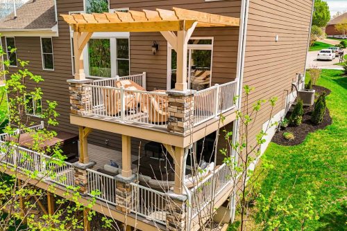 two story deck with pergola